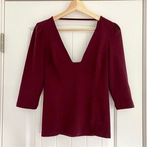 FREE PEOPLE Double V-Neck Open Back Knit Top XS